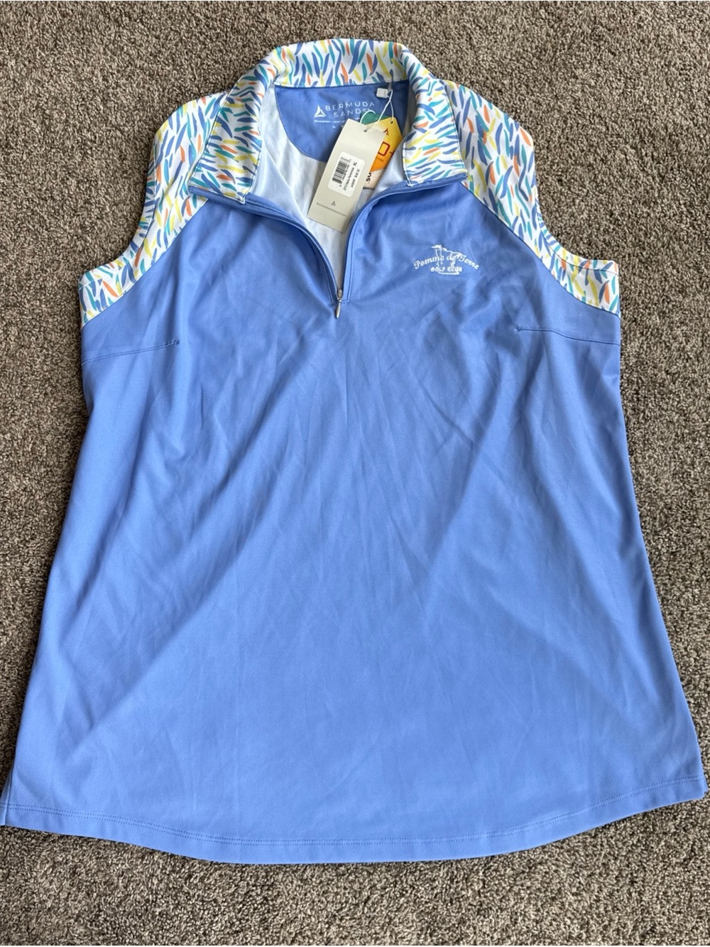 Bermuda Sands Nwt Women’s XL Periwinkle Sleeveless Golf Polo 1/4 Zip Retail $80